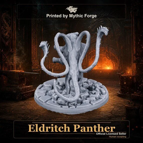 Eldritch Panther printed by Mythic Forge, tabletop RPG miniature