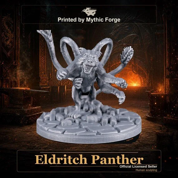 Eldritch Panther printed by Mythic Forge, tabletop RPG miniature