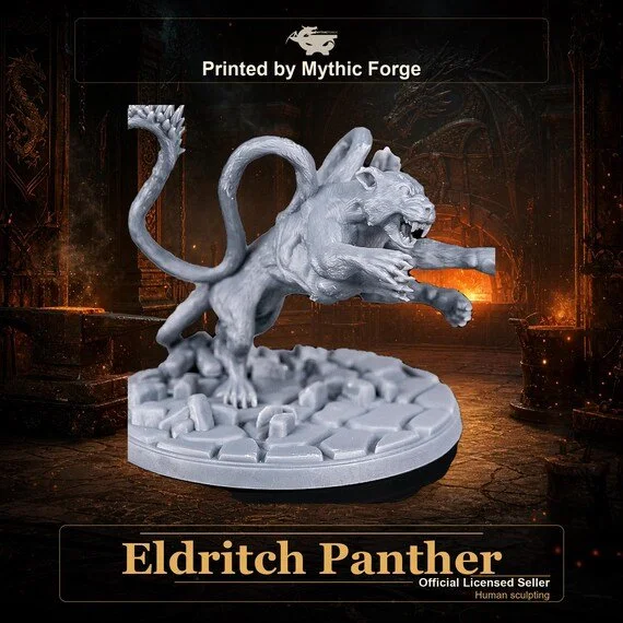 Eldritch Panther printed by Mythic Forge, tabletop RPG miniature