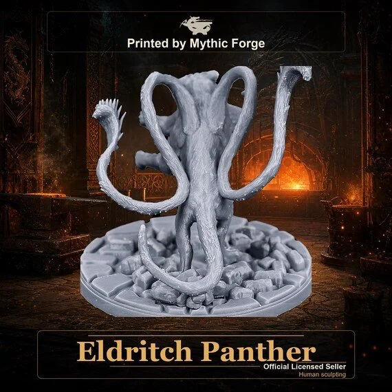 Eldritch Panther printed by Mythic Forge, tabletop RPG miniature