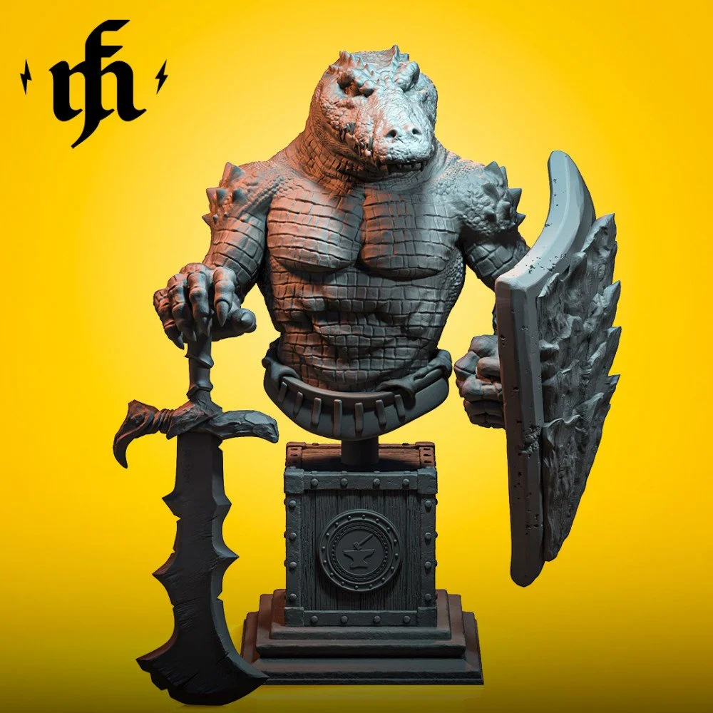 Crocodillo Bust printed by Mythic Forge