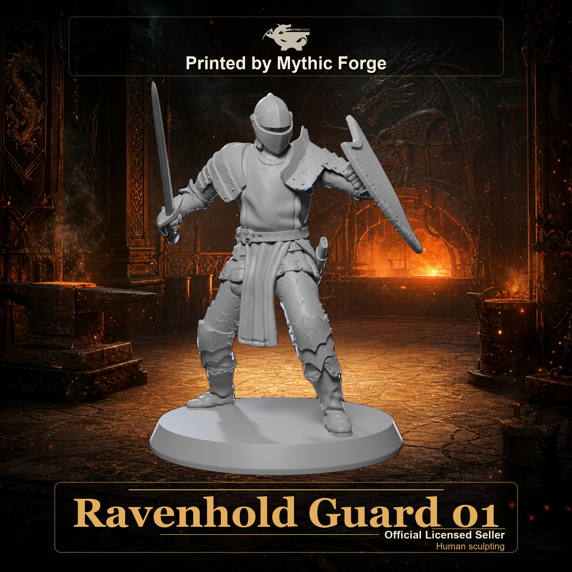 Knight Ravenhold Guard 01 printed by Mythic Forge