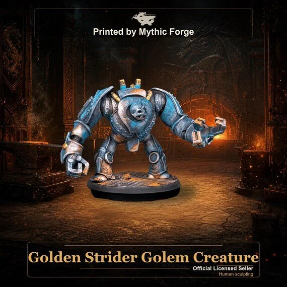 Golden Strider Golem Creature printed by Mythic Forge