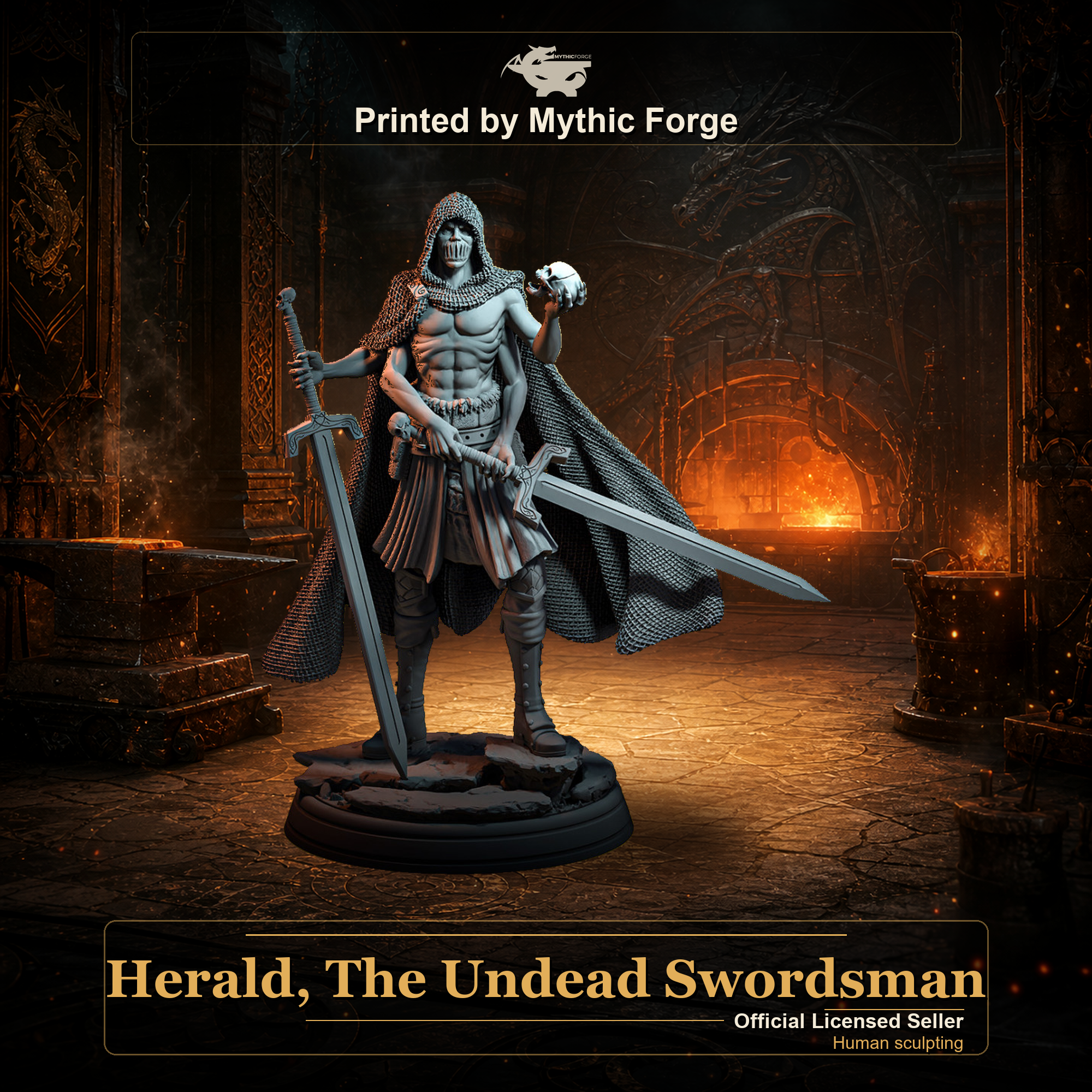 Herald, The Undead Swordsman printed by Mythic Forge