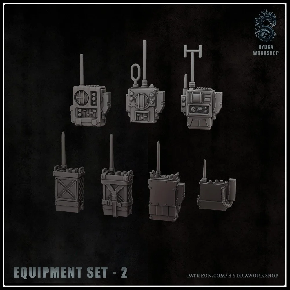 Seven backpack models with integrated walkie-talkies by Hydra Workshop