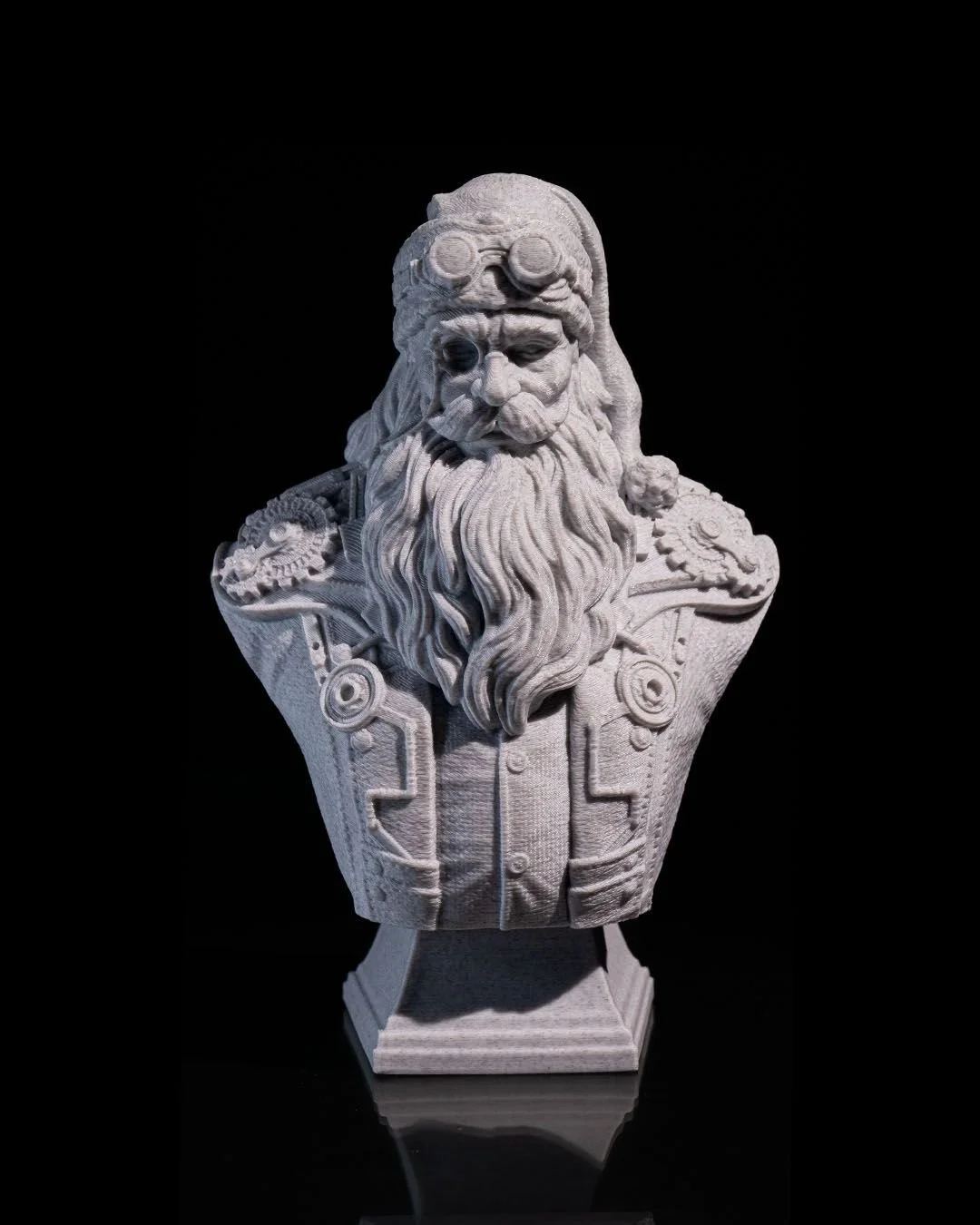 Father Christmas Steampunk Bust resin painting bust printed by Mythic Forge