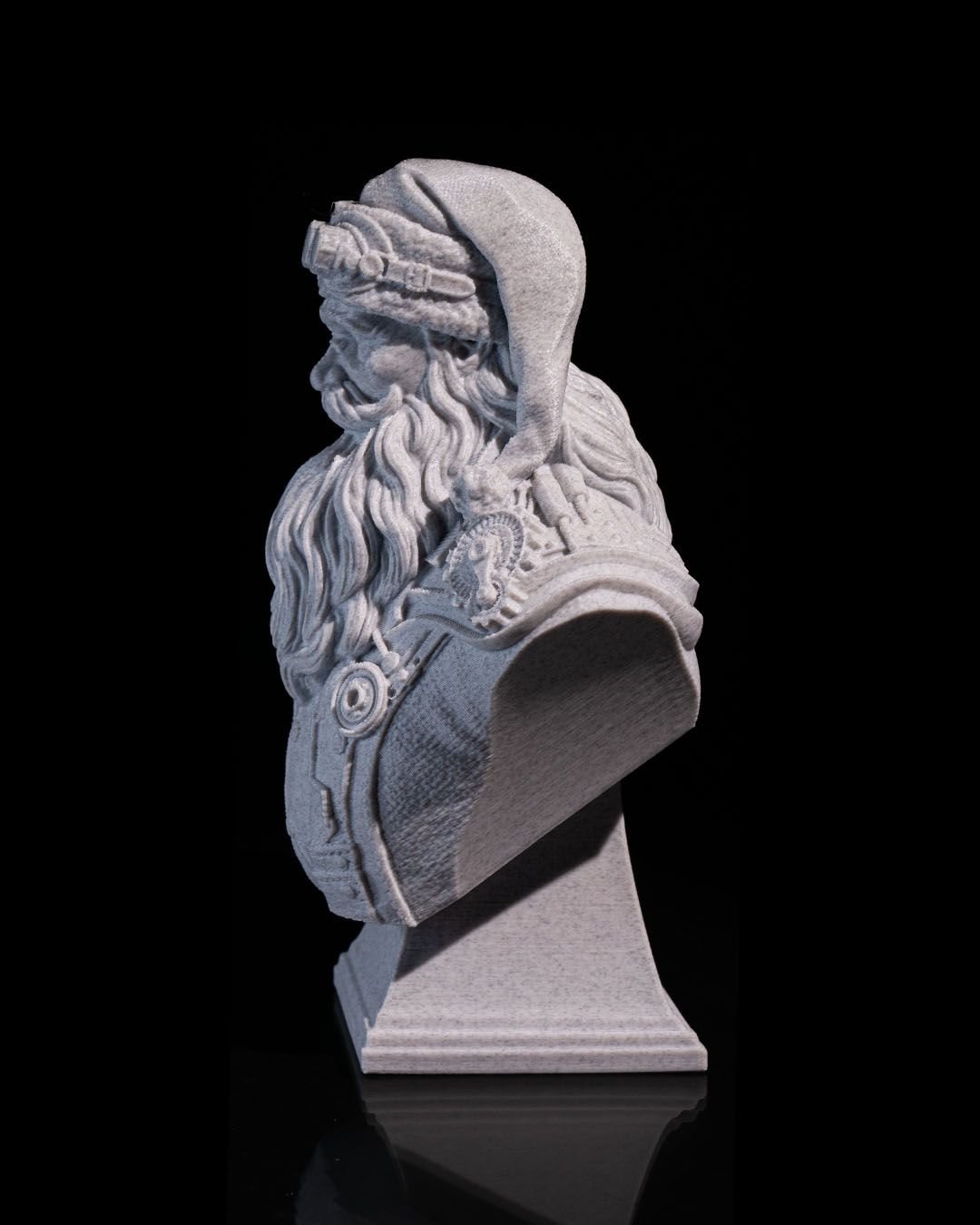 Father Christmas Steampunk Bust resin painting bust printed by Mythic Forge