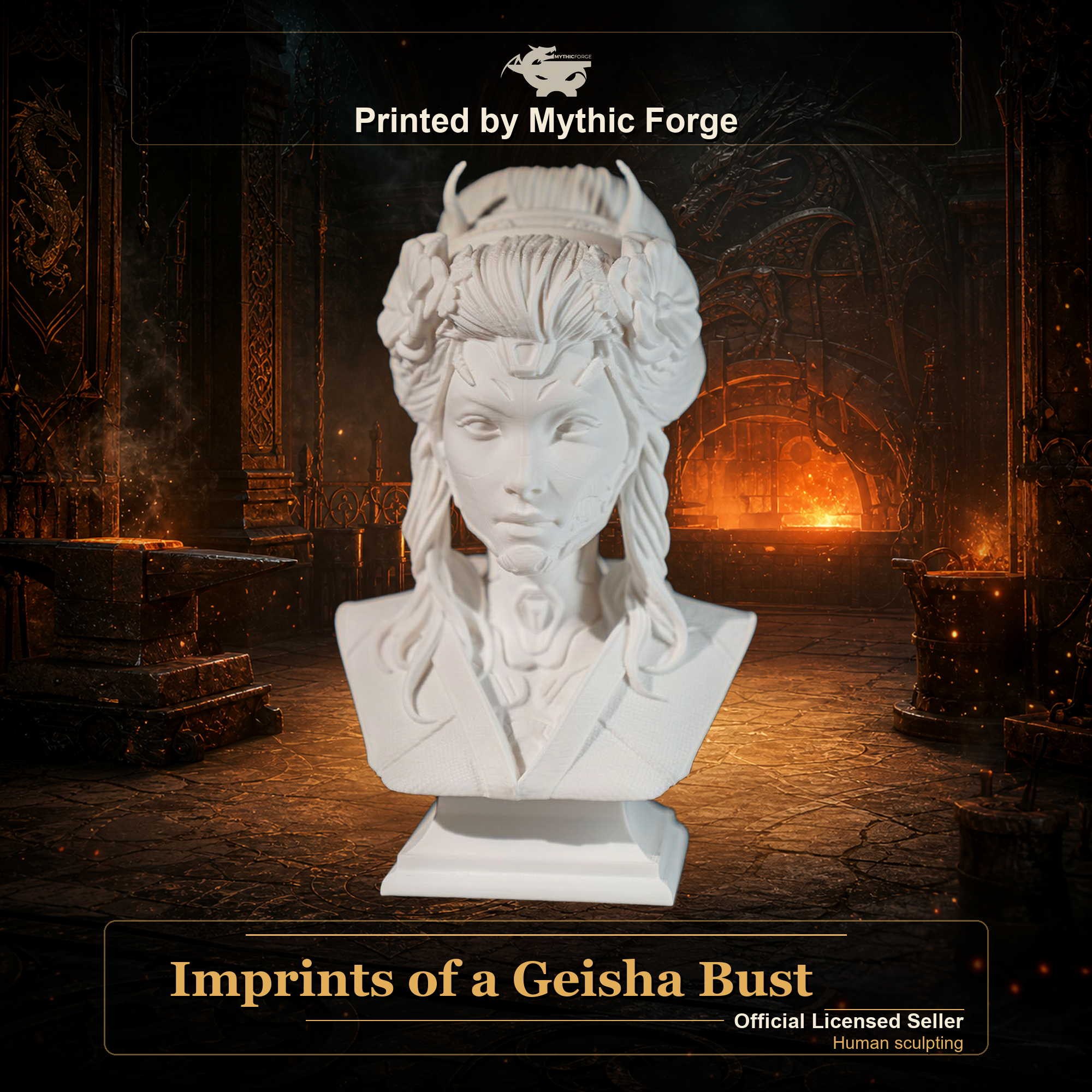 Imprints of a Geisha Bust resin painting bust printed by Mythic Forge