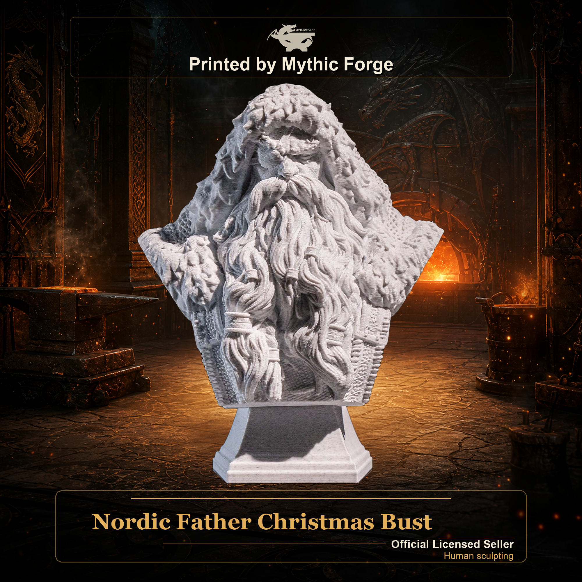 Nordic Father Christmas Bust resin painting bust printed by Mythic Forge