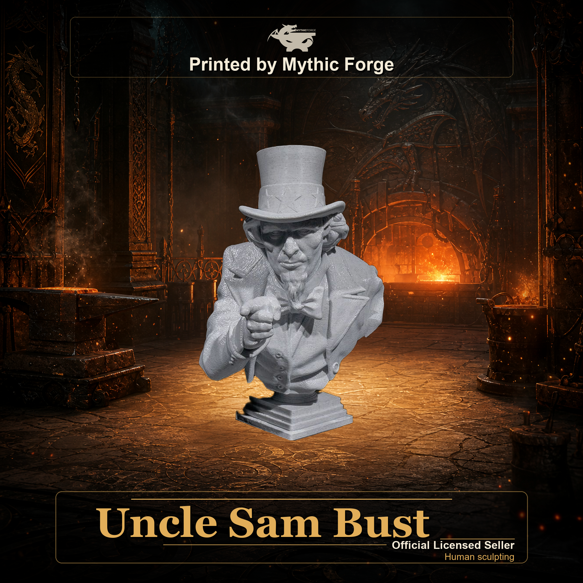 Uncle Sam Bust resin painting bust printed by Mythic Forge