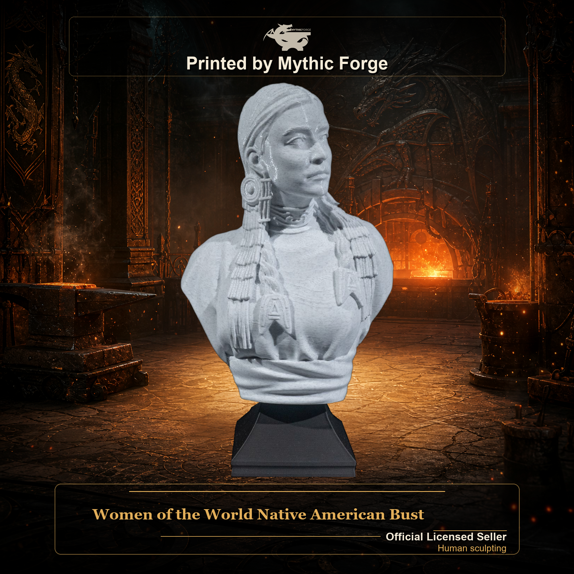 Women of the World Native American Bust resin painting bust printed by Mythic Forge