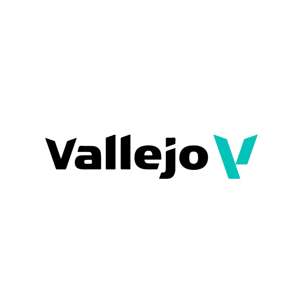 Vallejo logo with stylized teal V on a white background.