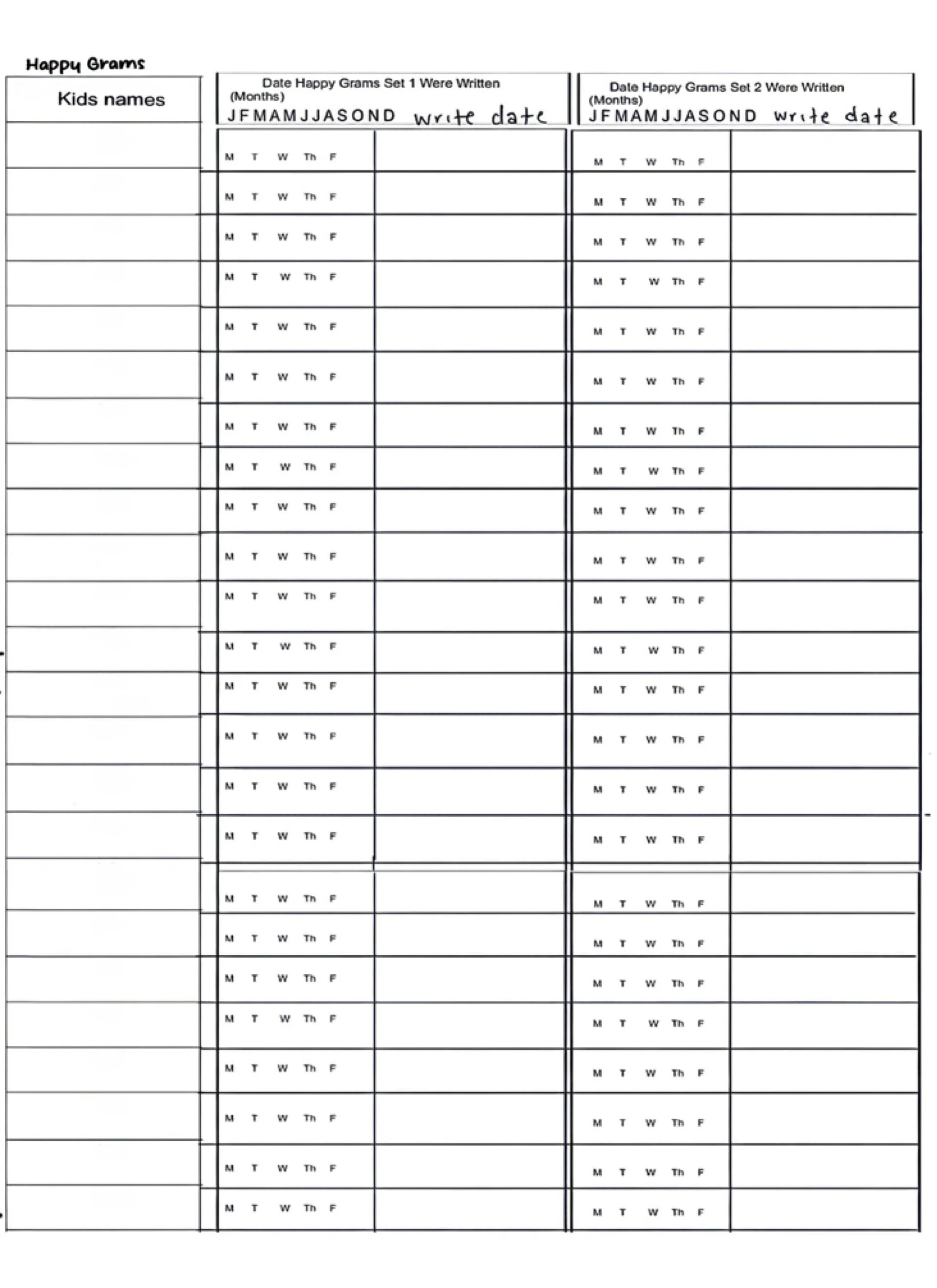 Happy Gram Chart