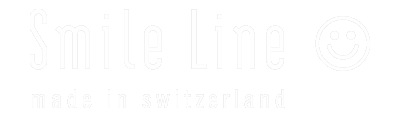 Logo met tekst 'Smile Line made in Switzerland' en een smiley gezicht.
