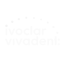 Logo with the words 'ivoclar vivadent' in white lowercase letters, featuring an arc of dots above the text.