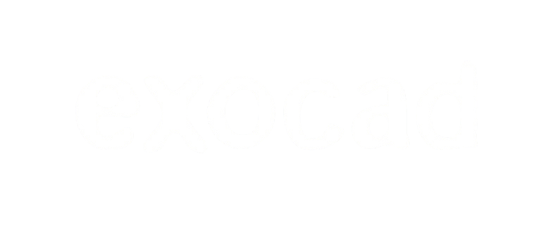 The word "exocad" written in bold, white lowercase letters on a black background.