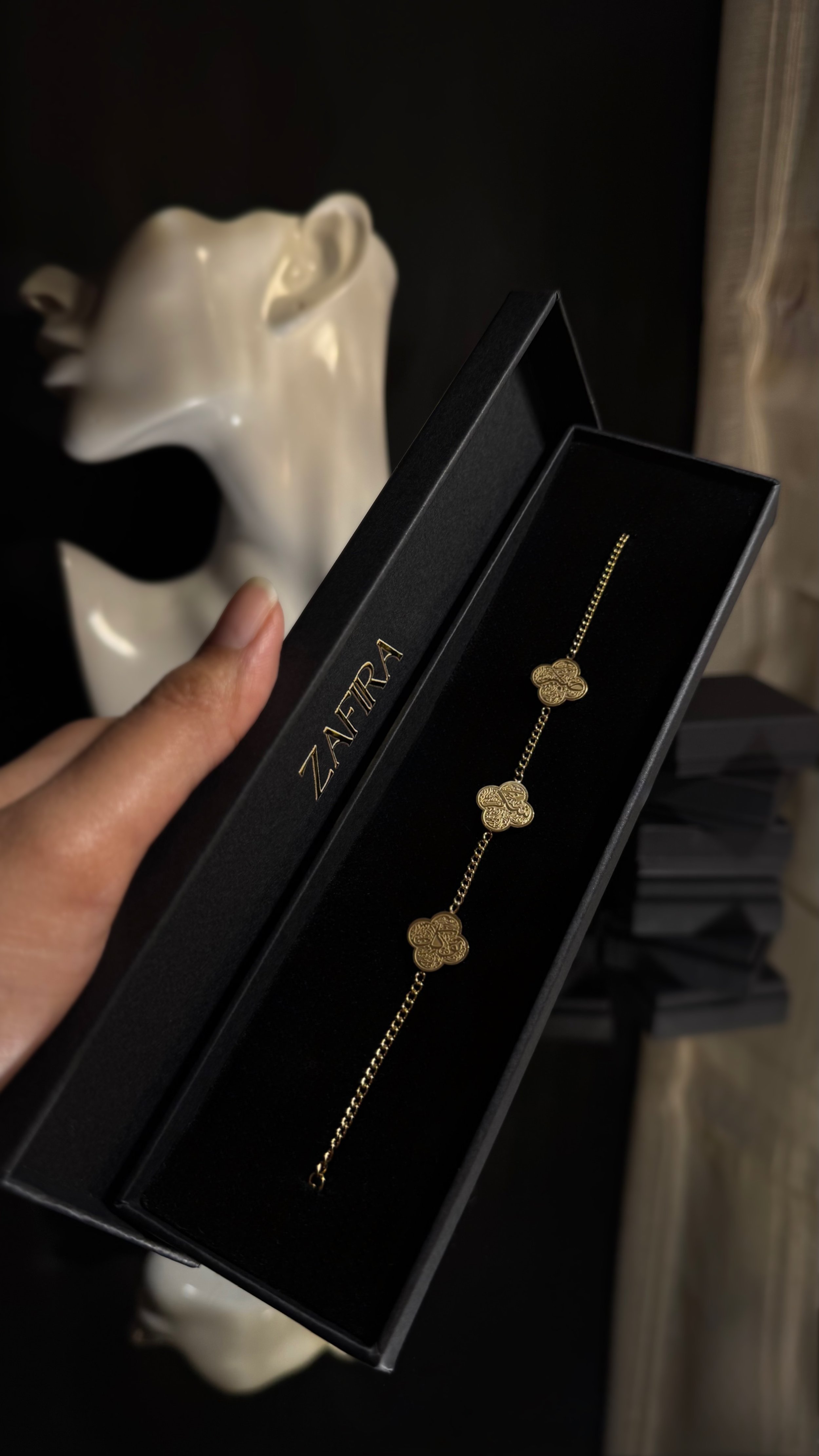 Gold Sabr, Tawakkul & Shukr Motif Bracelet - 18k Gold Plated