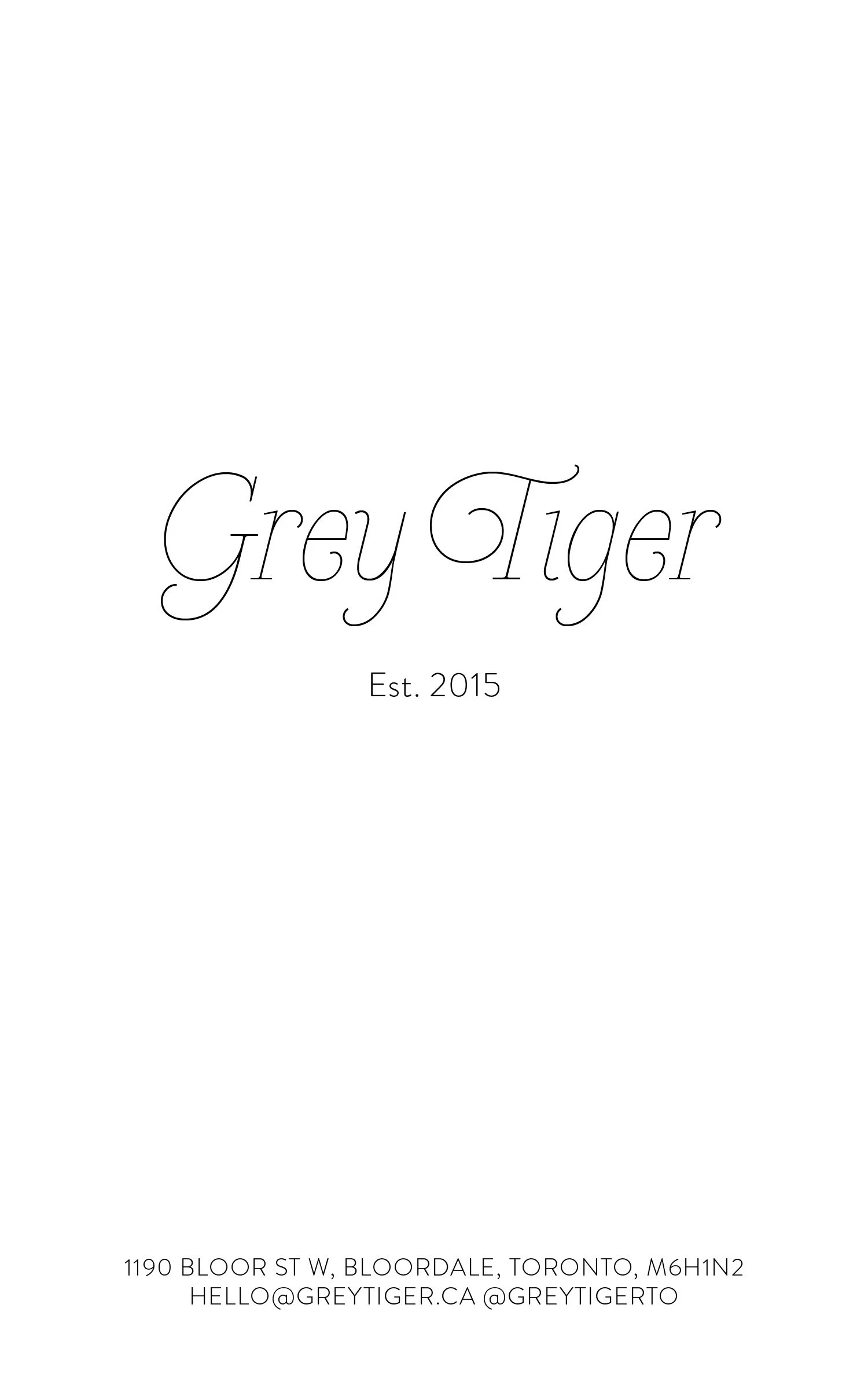 Menu page for Grey Tiger Cocktail Bar