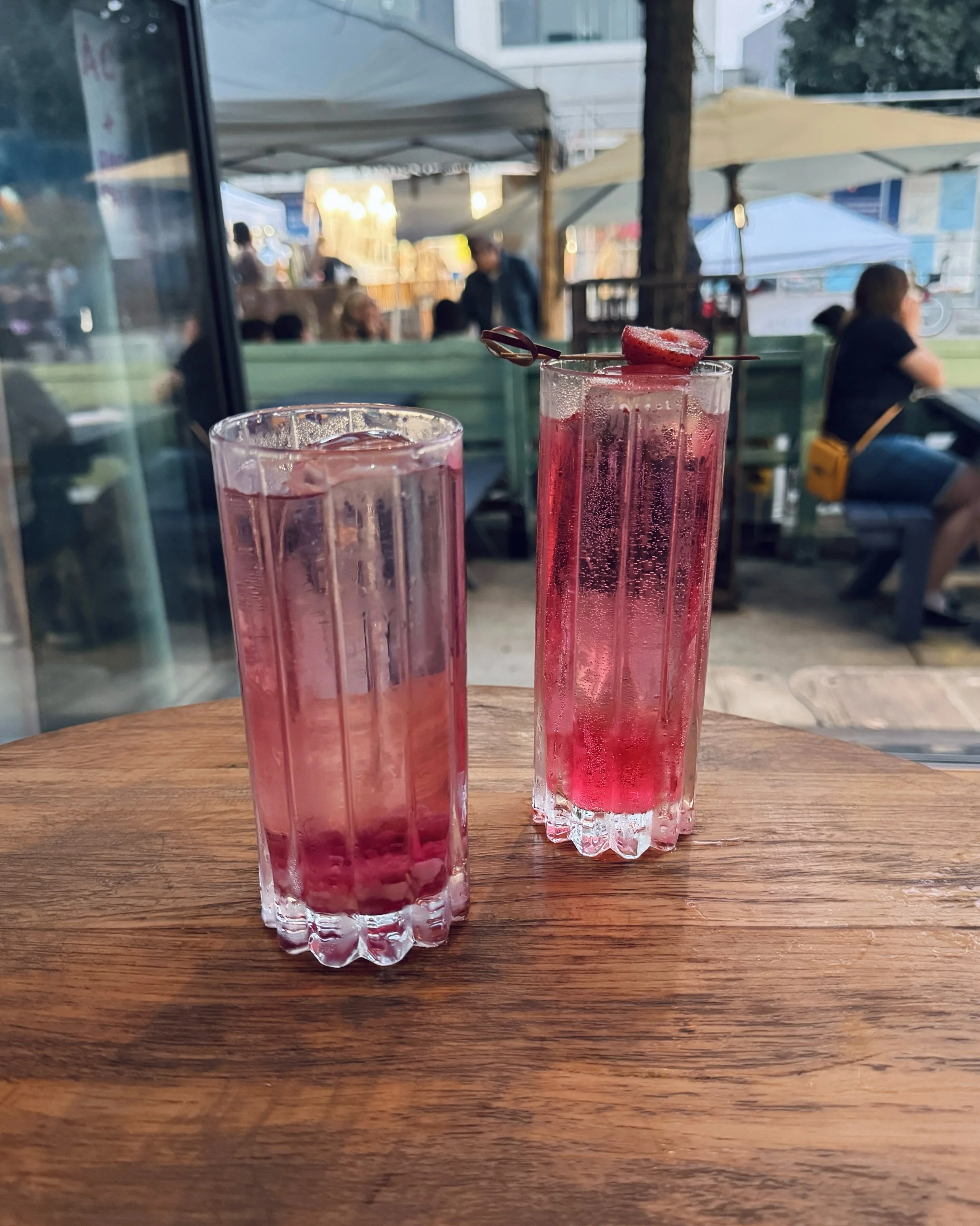 Day 2 of the 20th anniversary @bigonbloorfest is on! ☀️⛱️ Come chill on our extended patio from noon till close and enjoy our festival menu, which includes these limited gems:

1. Cocktails, left to right:

BECKY&rsquo;S TEARS
gin, asian pear, job&rs
