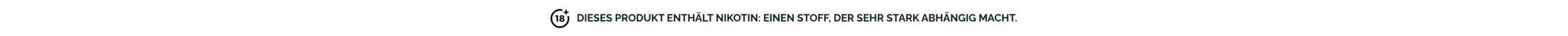 Der Bildausschnitt zeigt einen Warnhinweis in deutscher Sprache, der auf den Nikotingehalt eines Produkts hinweist.