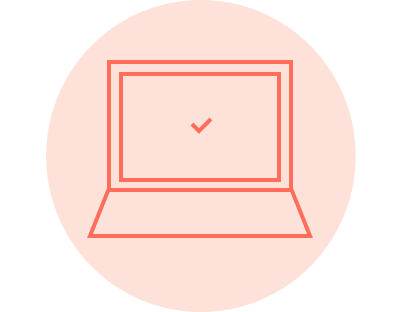 A laptop with a checkmark on the screen.