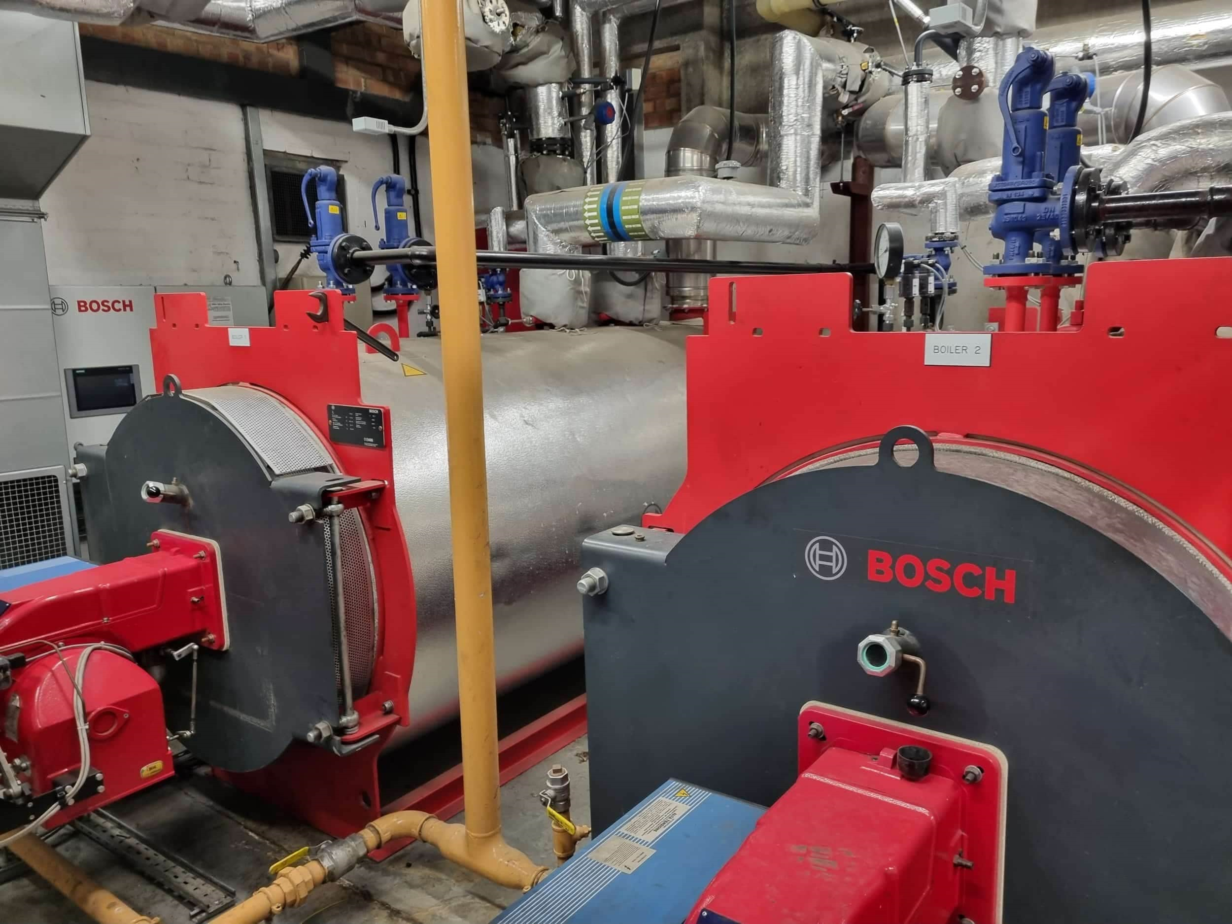 Boiler Plant Room with Modern Gas Fired Boilers & Pipework