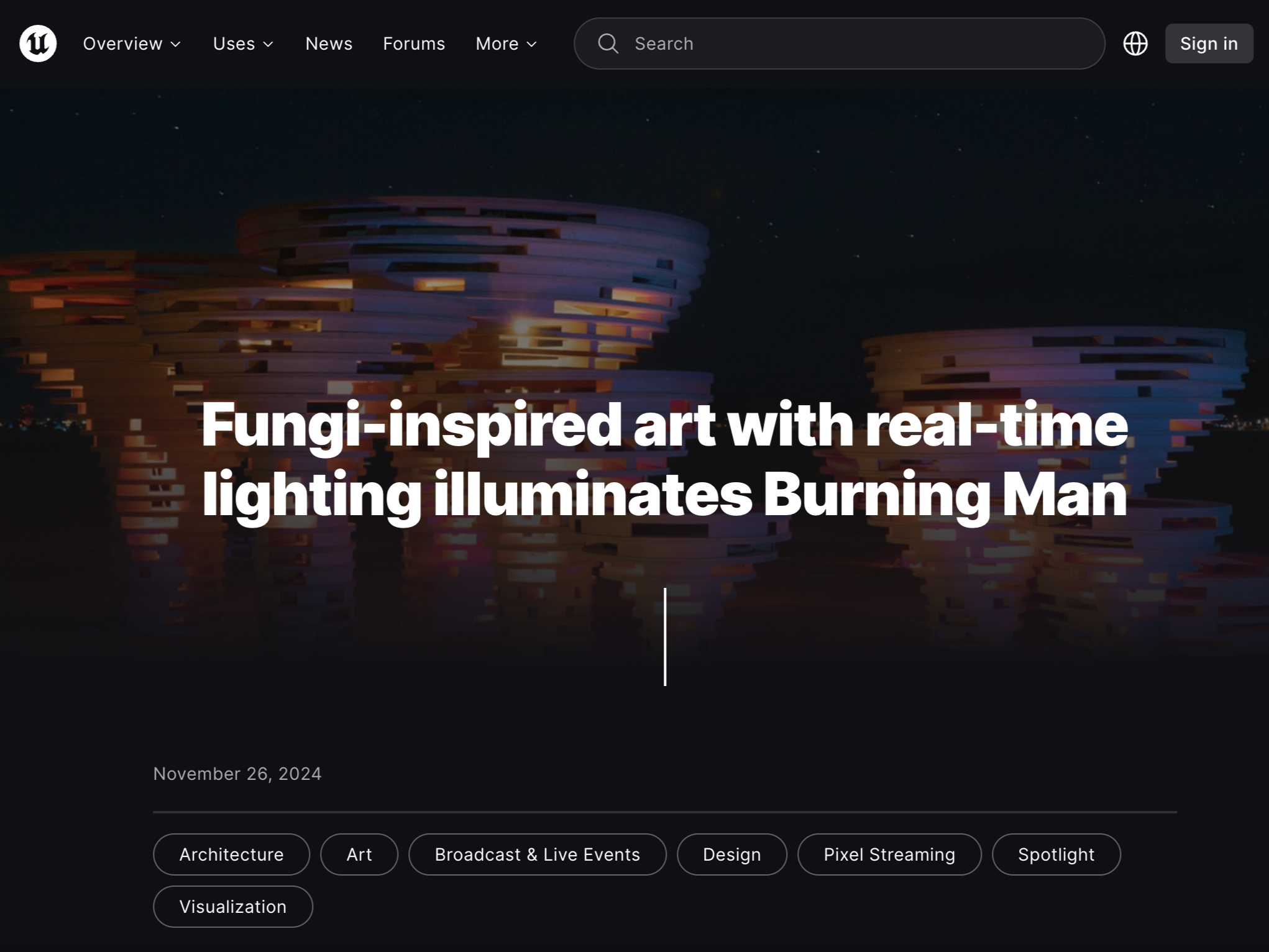 Nebula Shroom Grove by Understory Collective, photography by Kristina Chan for At Et Al, highlighted by Unreal Engine.