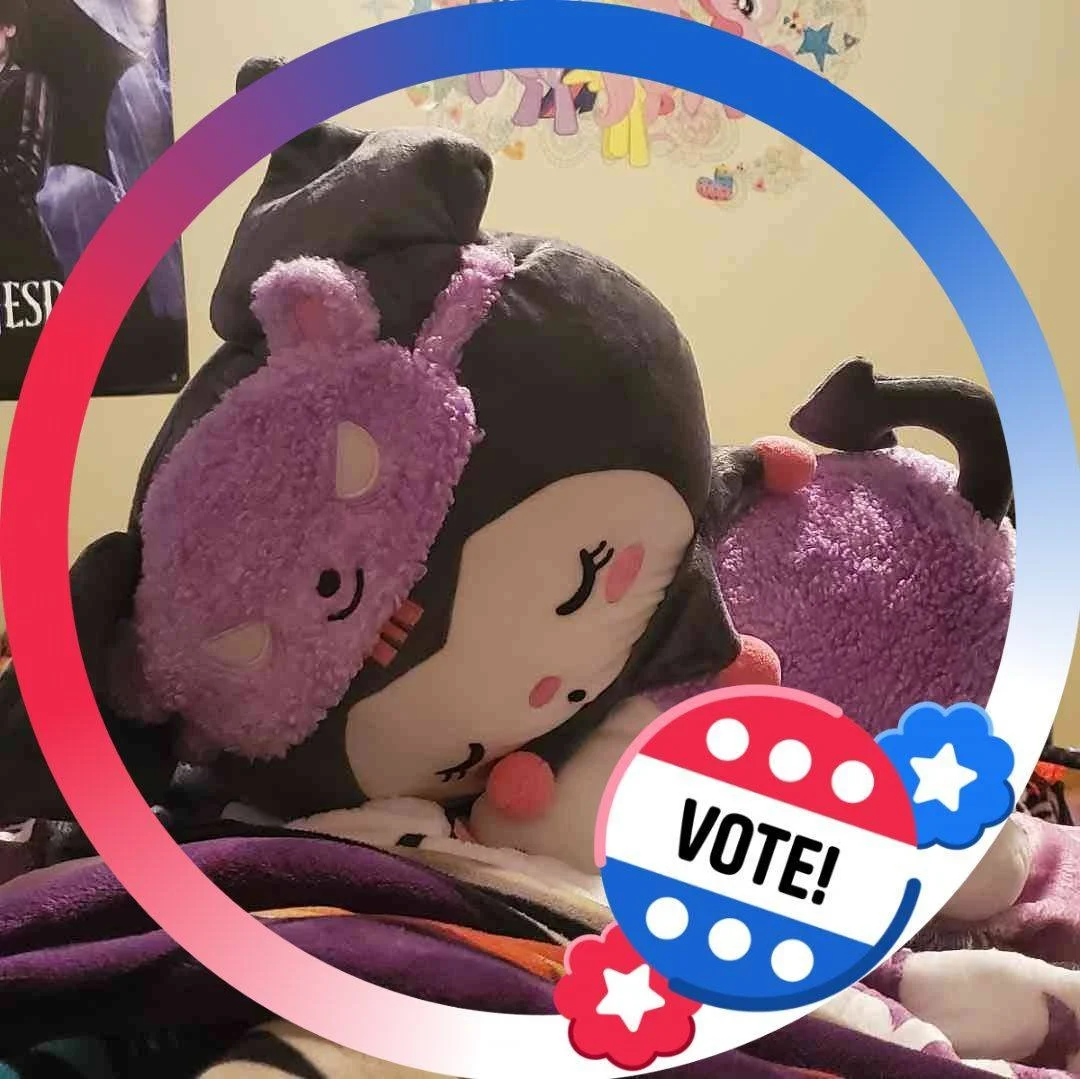 Stuff animal with vote sign