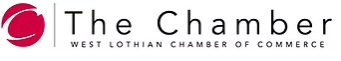 Logo of The West Lothian Chamber of Commerce with a red circular emblem and black text.