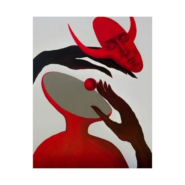 Red Mask: Original Surrealistic Wall Art Poster