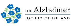 Logo of The Alzheimer Society of Ireland with blue sunflower design and text