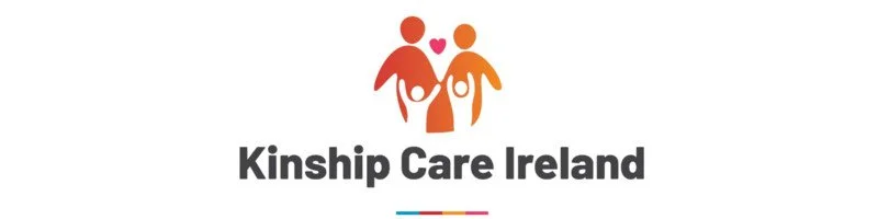 Logo for Kinship Care Ireland featuring two stylized figures holding a heart, with the text 'Kinship Care Ireland' below.