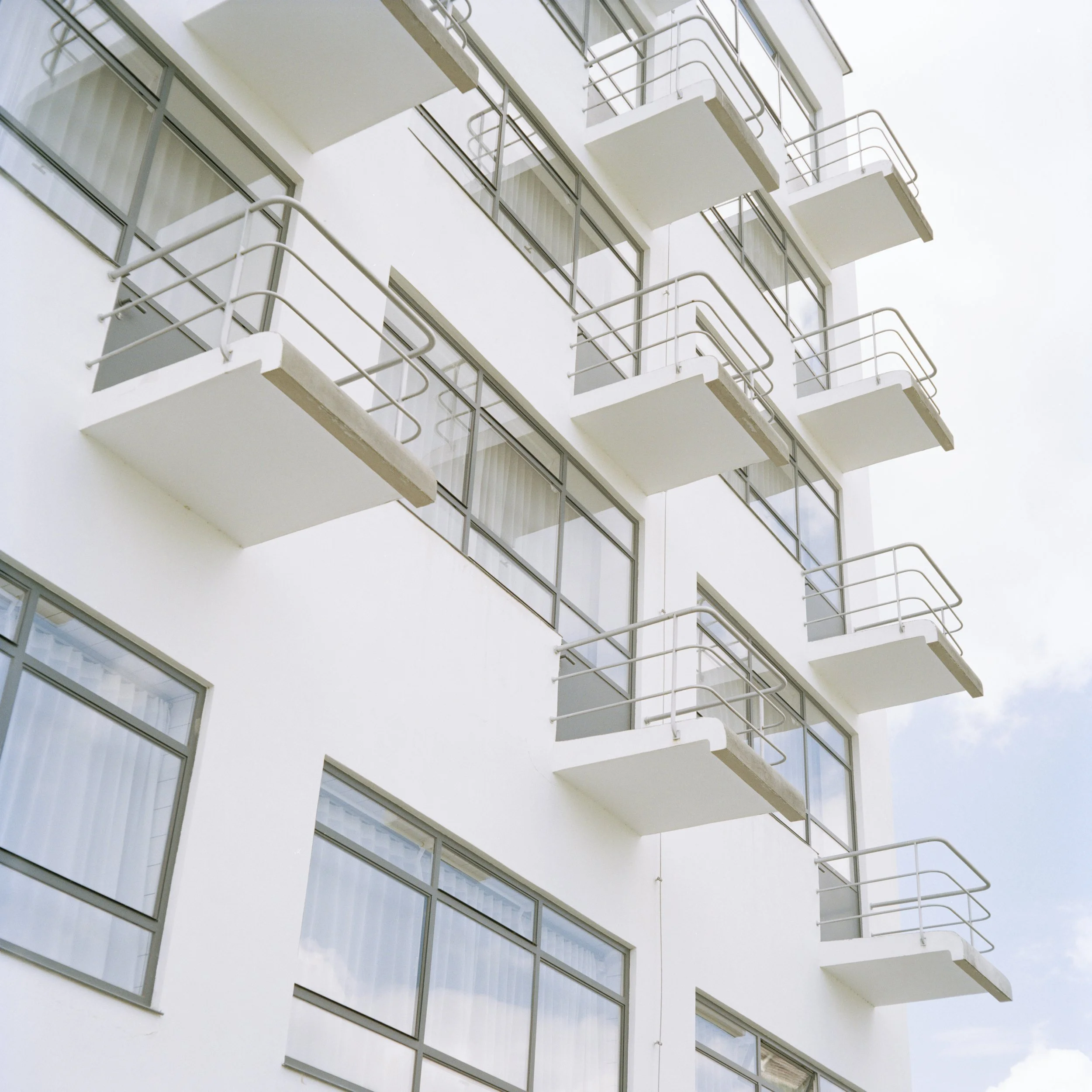 Prellerhaus Balconies (Old Bauhaus Student Accommodation). Bauhaus Dessau, Dessau, Germany.