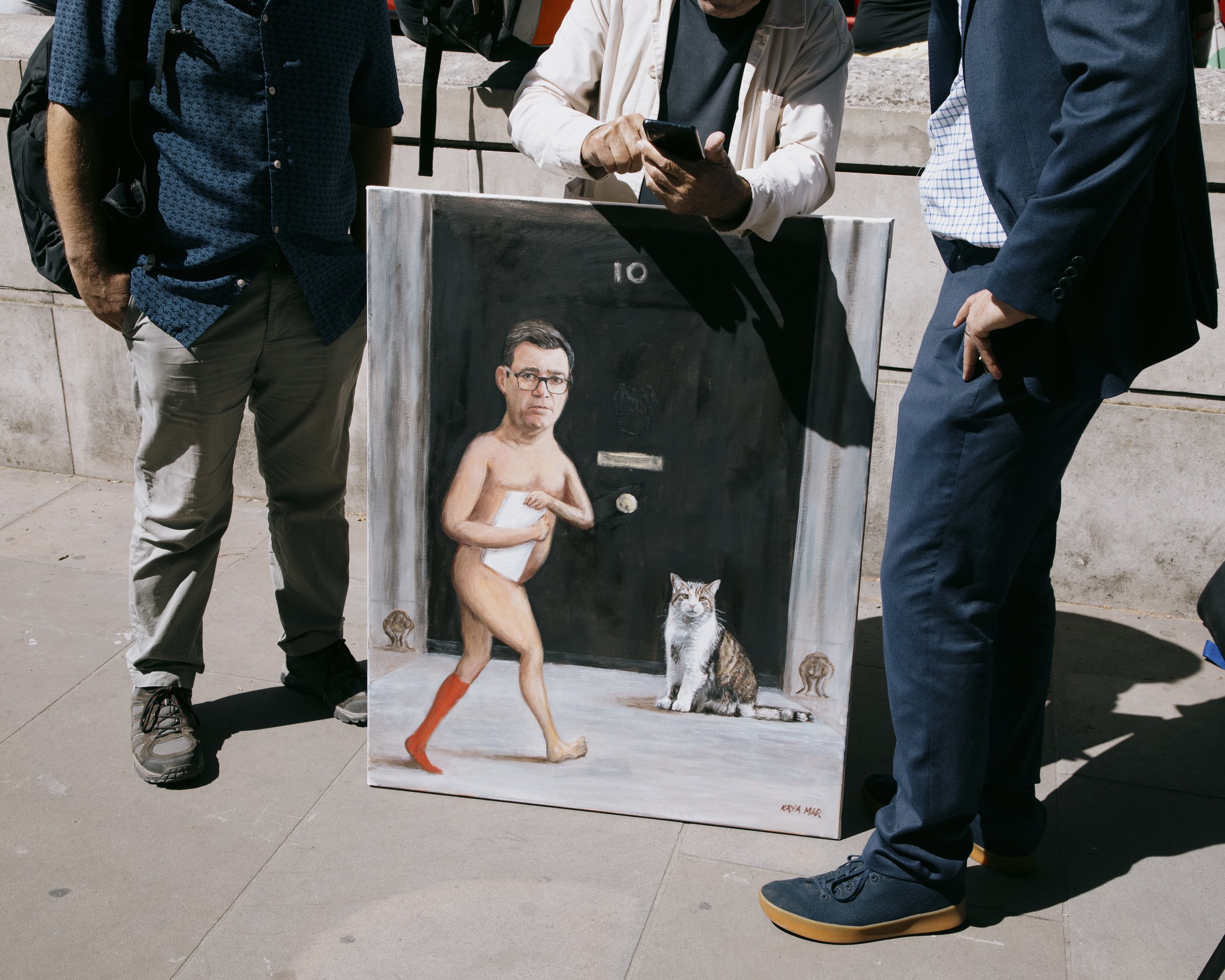 Satirical Painting. Andy Burnham Inauguration, London, UK