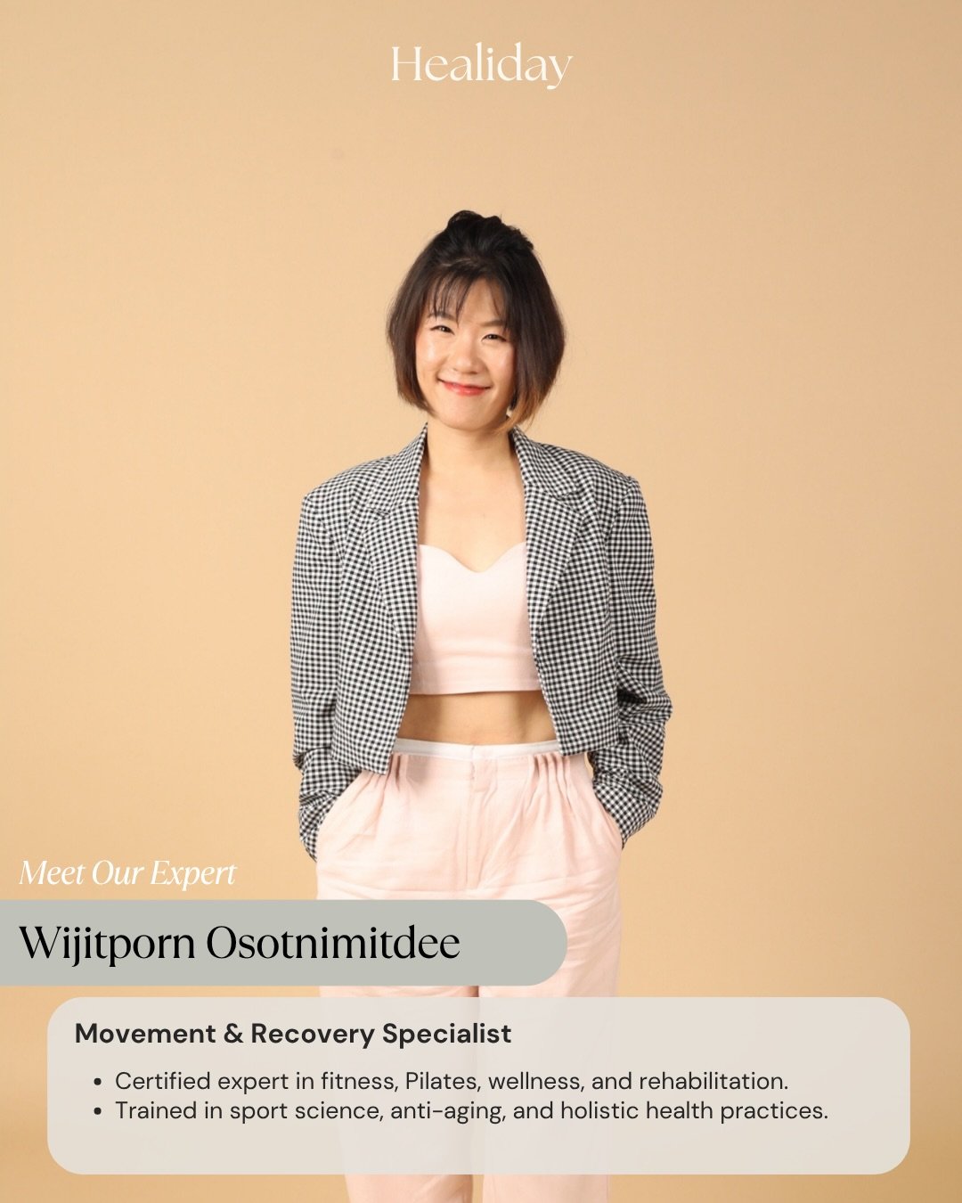 With certifications in personal training, Pilates, sports wellness, and anti-aging approaches, Wijitporn Osotnimitdee (Candy) combines fitness, recovery, and holistic wellness into personalized guidance designed for long-term well-being.

Trained by 