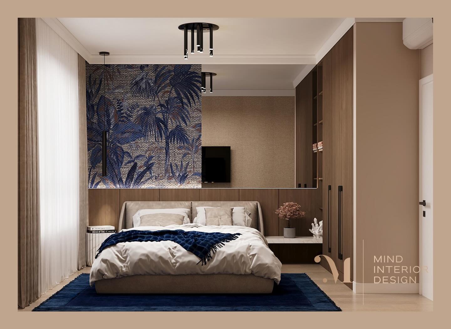 Let me introduce you to this luxury apartment inspired by masculine energy, natural palette colors and timeless sophistication / Bedroom design 
*
For more details visit our website / Link in bio
*
*
#interiordesignlover #dizajnenterijera #bluedetail