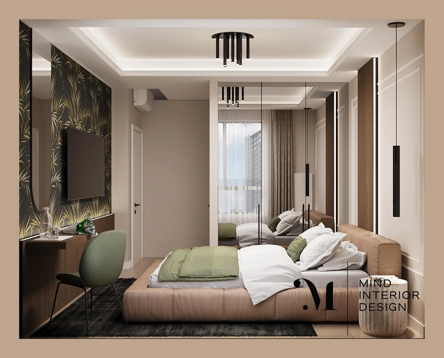 Let me introduce you to this luxury apartment inspired by masculine energy, natural palette colors and timeless sophistication / Bedroom design 
*
For more details visit our website / Link in bio
*
*
#interiordesignlover #dizajnenterijera #bluedetail