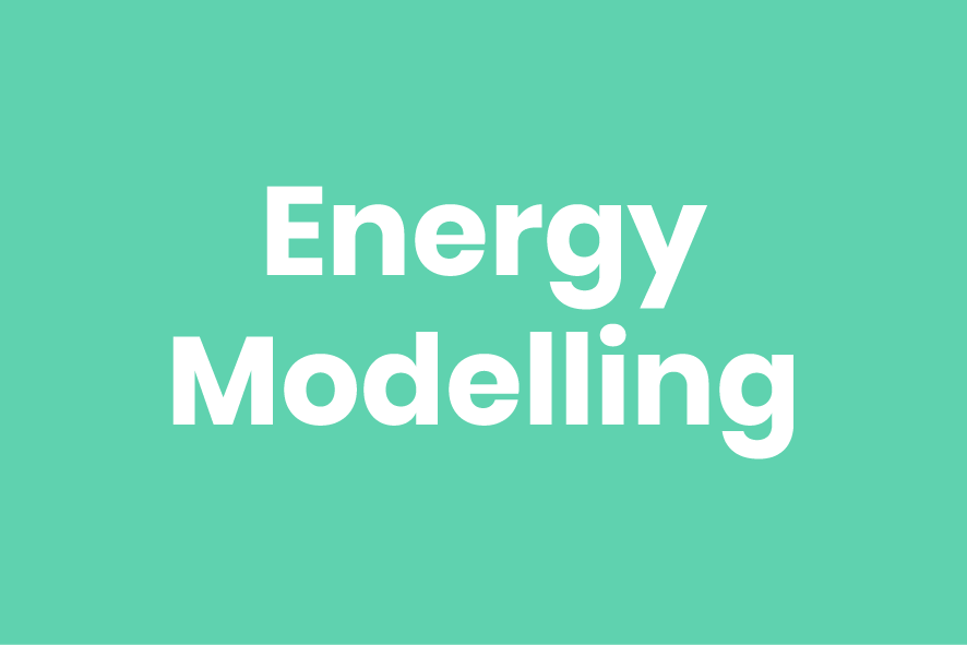 Text reading "Energy Modelling" on a teal background.
