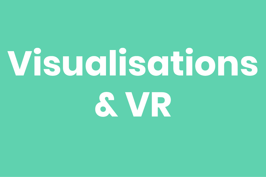 A teal background with white text that reads 'Visualisations & VR'