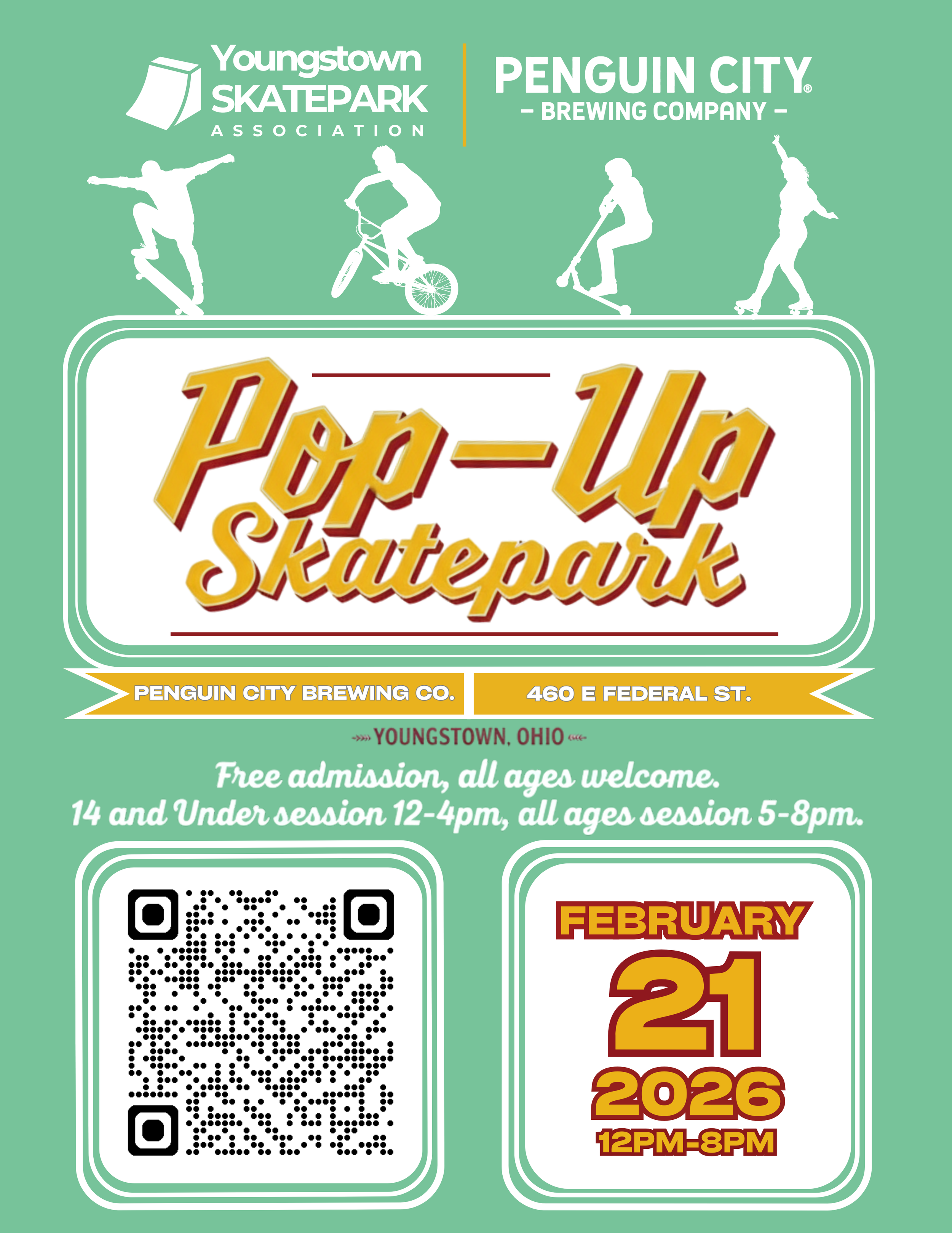 Pop-Up Skatepark at Penguin City Brewing - All Ages - Free Admission