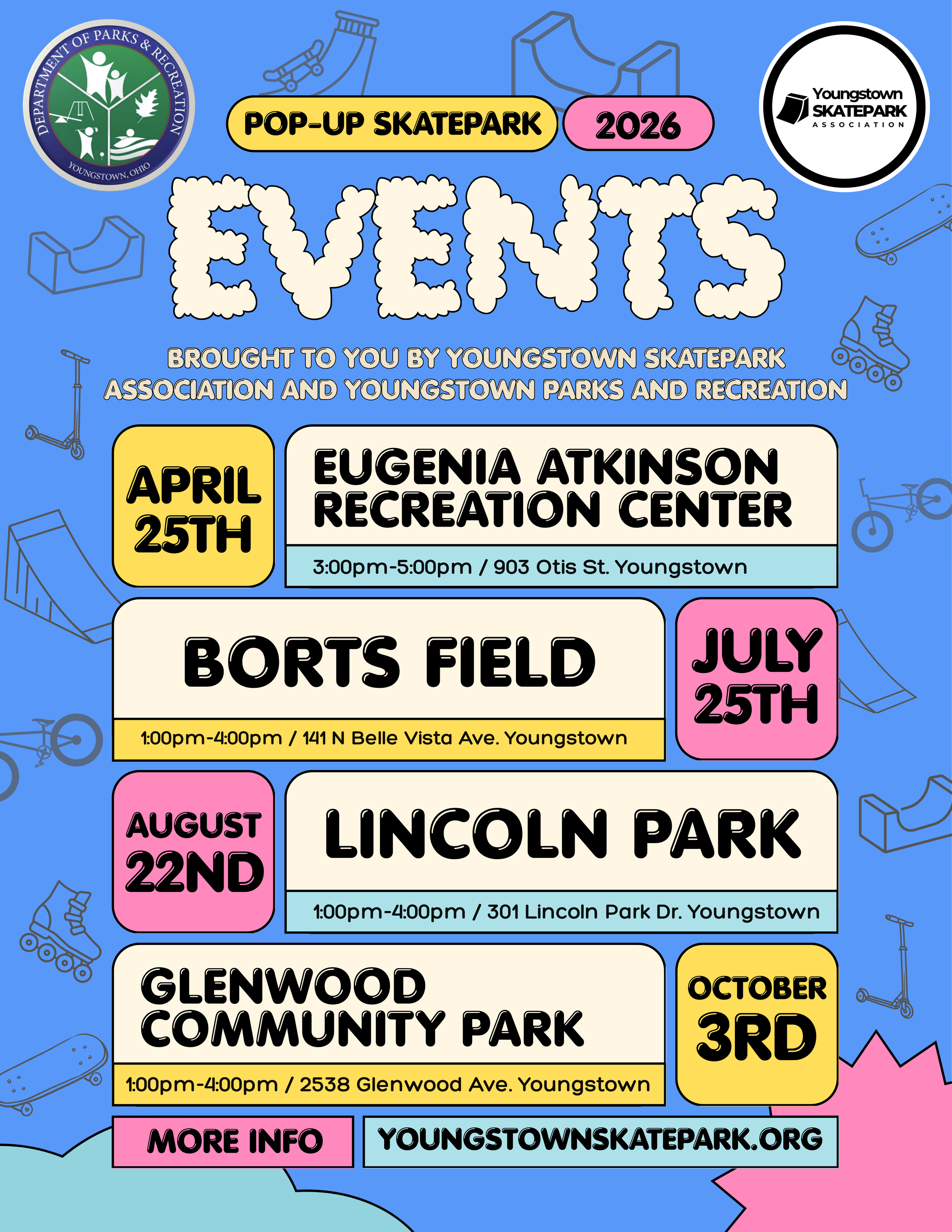 YSA Pop-Up Skatepark at The Richard W. and Eugenia C. Atkinson Recreation Center - All Ages - Free Admission