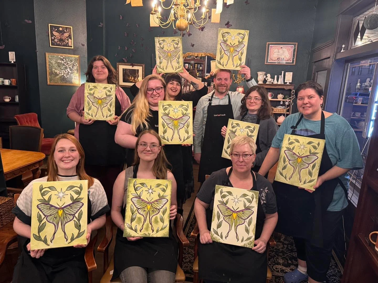 We had a lovely group Friday night who did an amazing job on the gorgeous Luna Moth! 

Design by sketchbrooketattoo 

 #sketchbrooketattoo  #lunamoth #dontforgettheglitter #paintparty