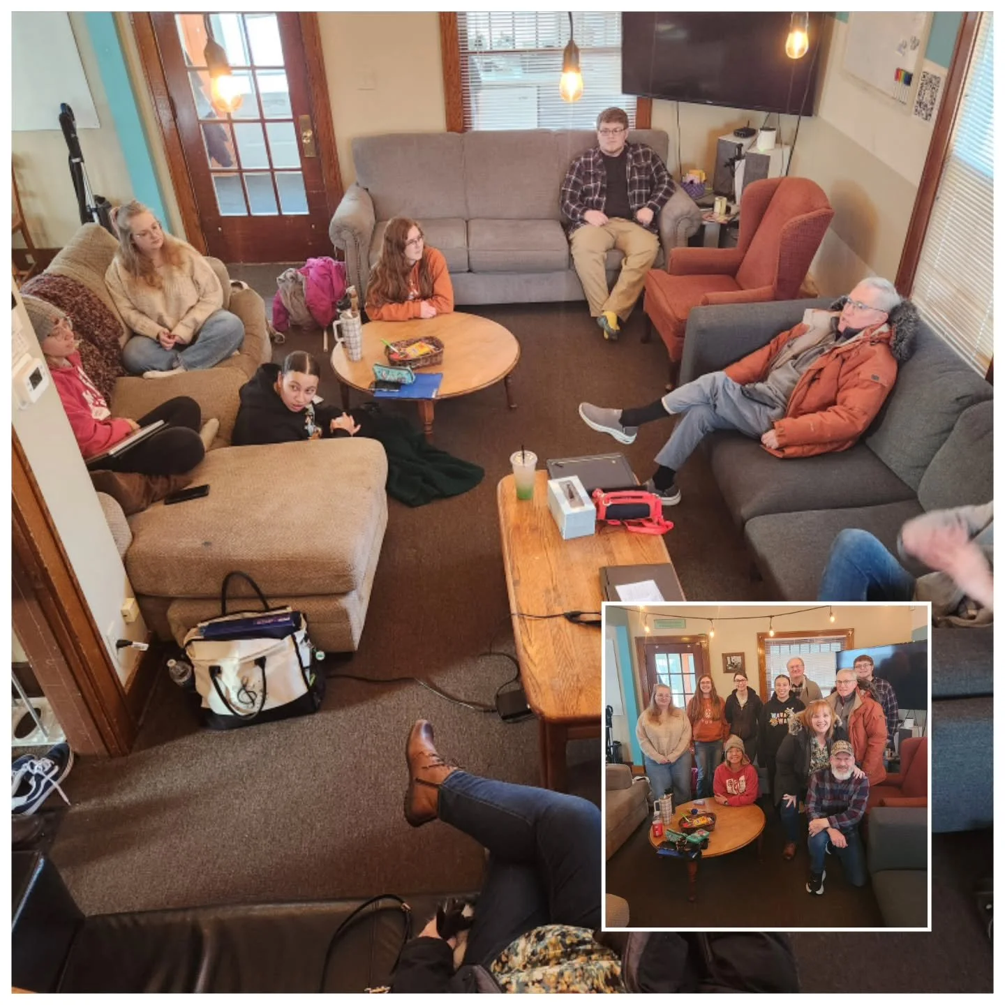 On Thursday, Steve Schertzinger, former campus minister at BGSU, was in town and stopped by the campus house. Some of our students got to meet him and chat about ACT. An added bonus was they got to talk with an alumni as well. We love it when the dif