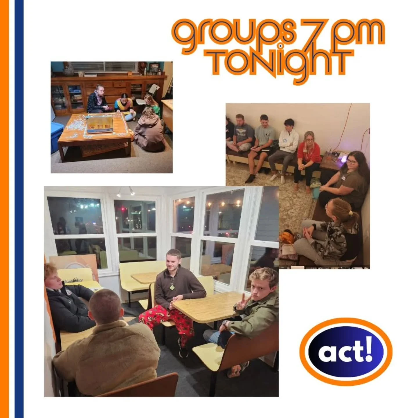 Our last Groups for the semester are TONIGHT! Join us!