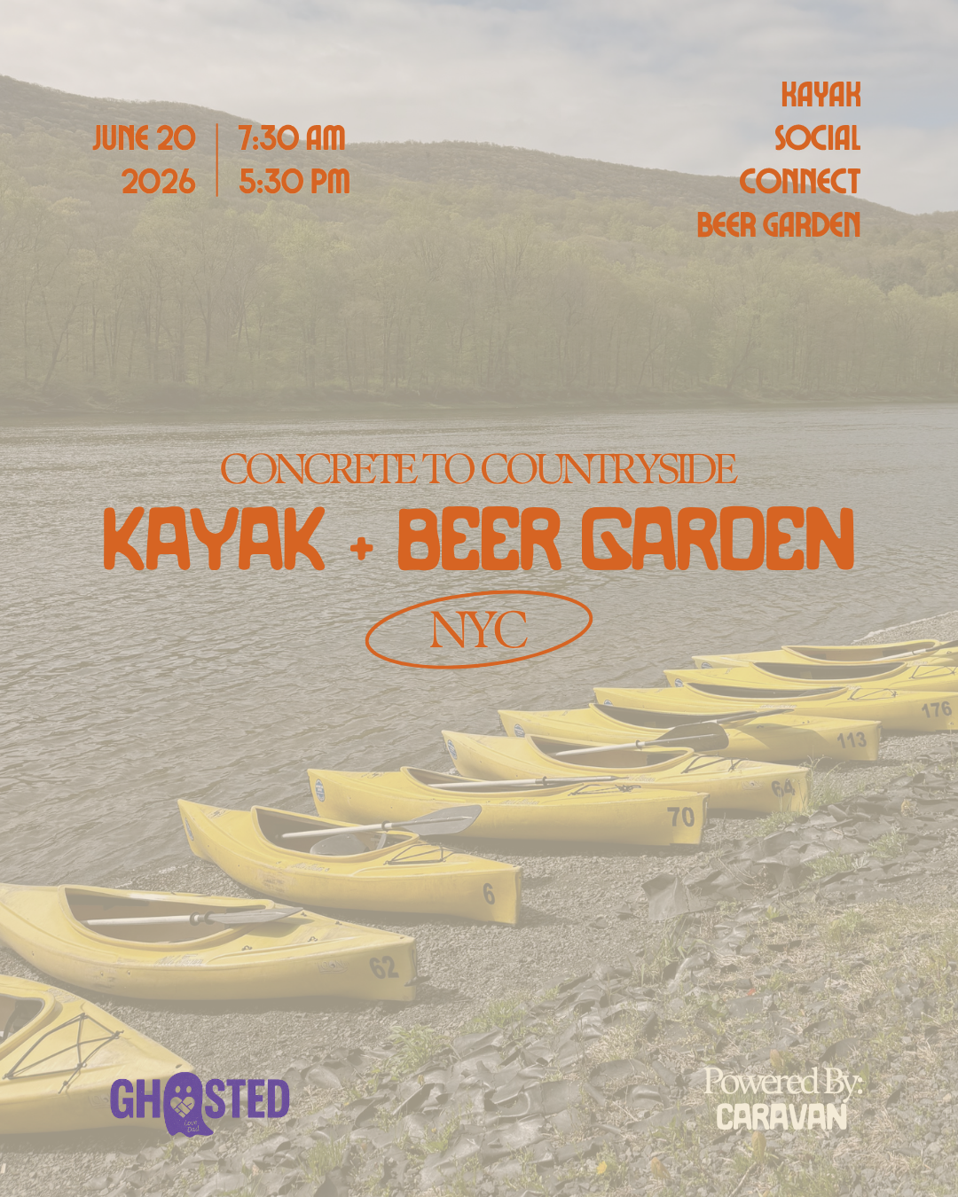 June 20th Kayak + Beer Garden with Ghosted by Grief powered by Caravan