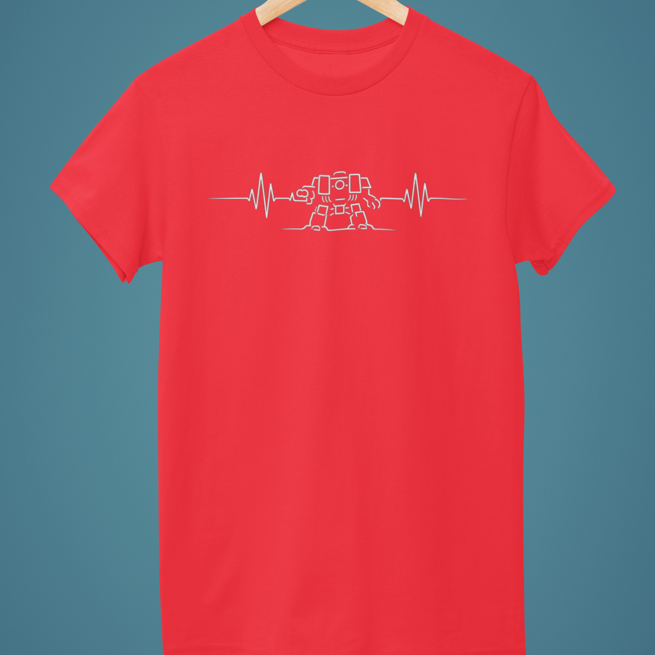 red Funny warhammer t-shirt with dreadnought pulse for wargamers who live and breathe 40K