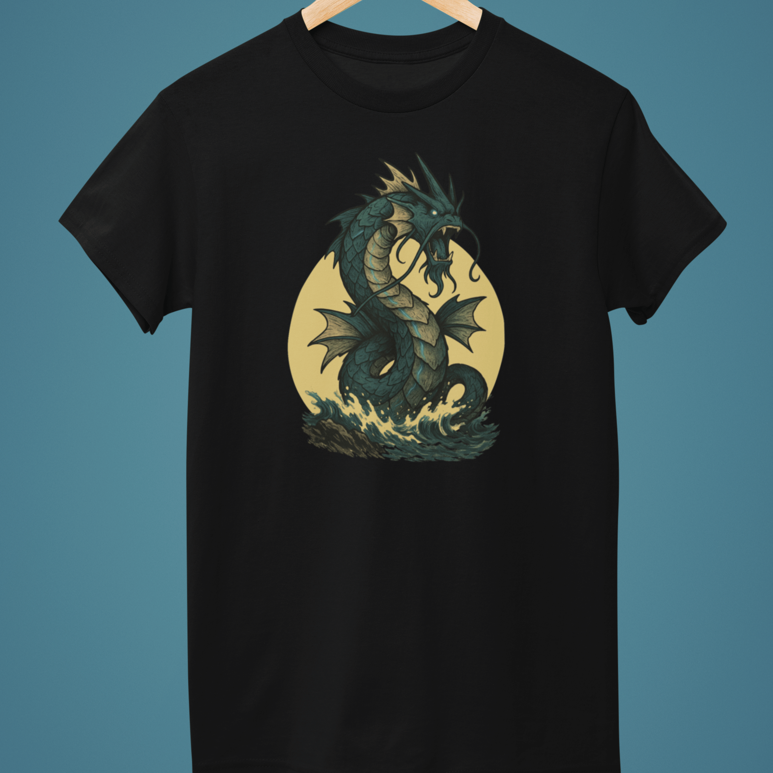 black Fantasy pokemon t-shirt inspired by Gyarados