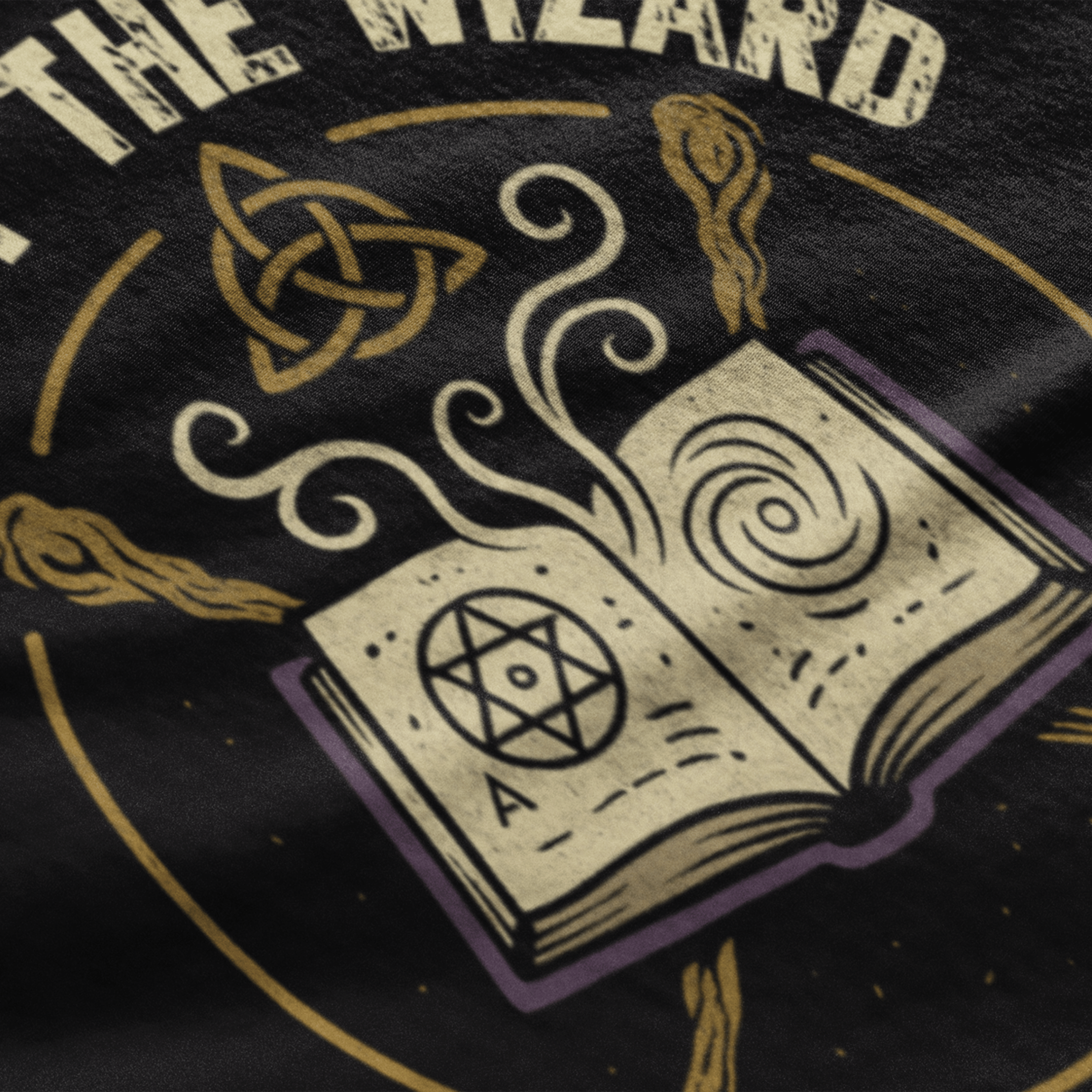 Close up of D&D-inspired wizard T-shirt for tabletop RPG players with subtle gaming humour