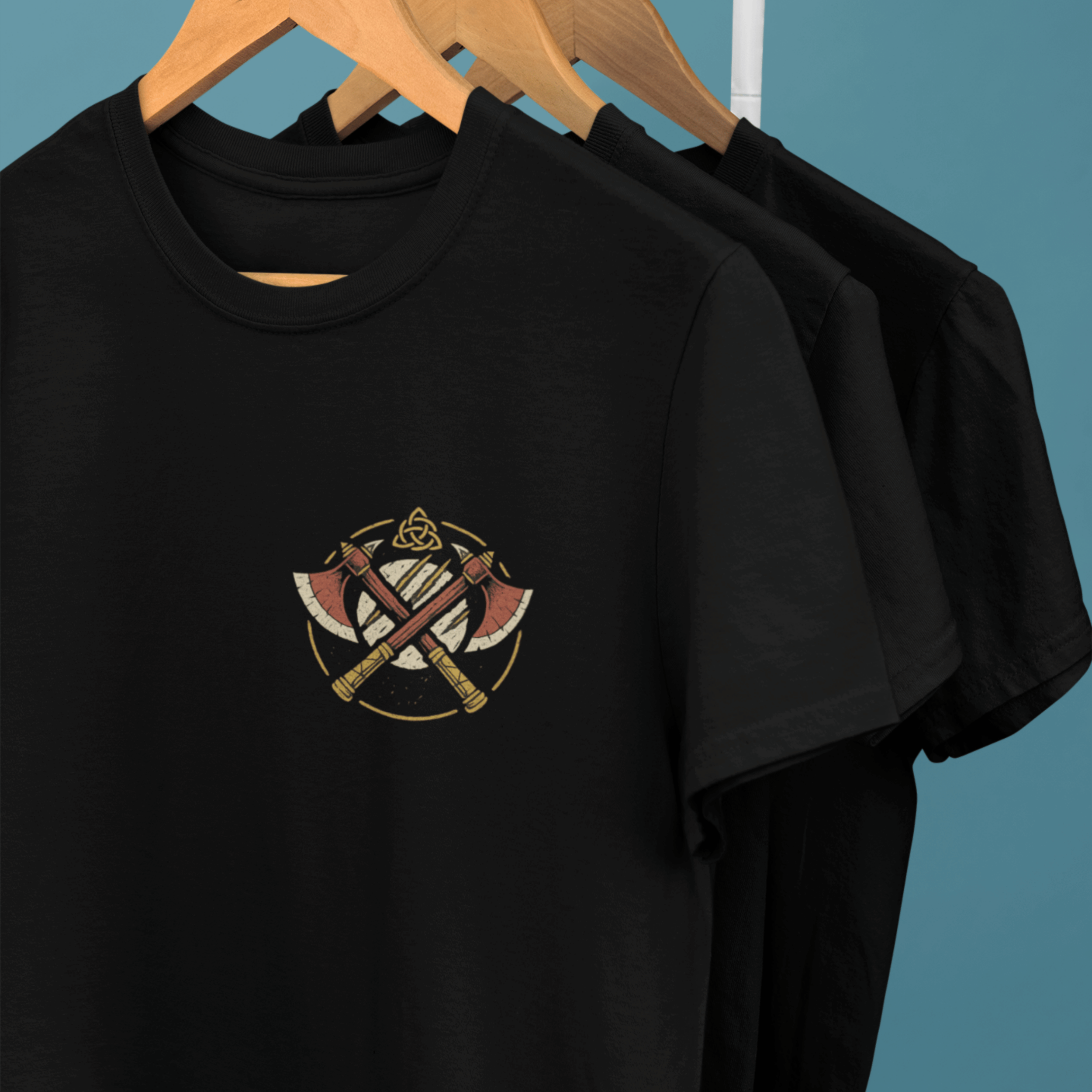 rack of D&D Barbarian T-Shirts with Strength Through Fury Back Design