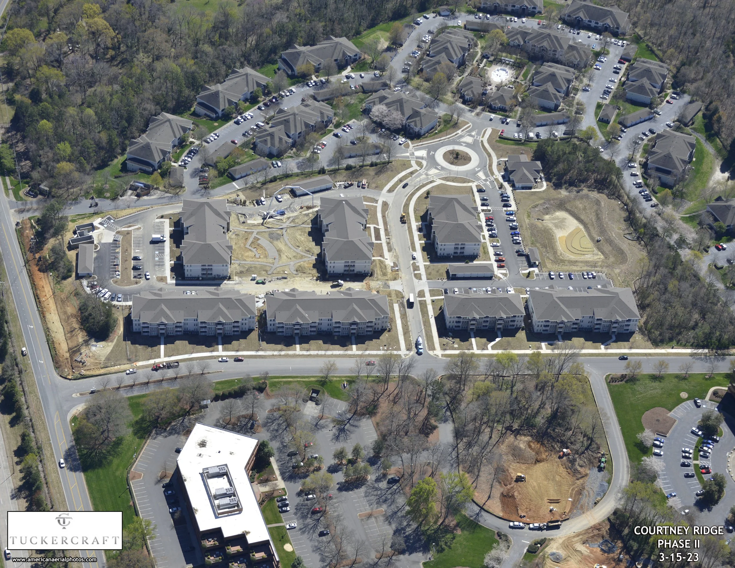 High overhead shot of the Courtney Ridge multifamily apartment property - Charlotte, NC